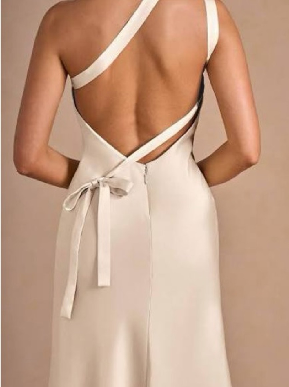 Cream One-Shoulder Tie Back Maxi Dress - Picture 2 of 2